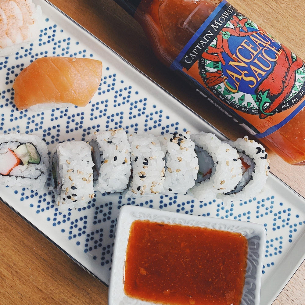 Canceaux Sauce, world famous, best hot sauce on sushi. The best hot sauce. The most popular hot sauce. The best tasting hot sauce.